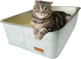 Comparer les prix de Bac À Litière Xxl En Acier Inoxydable - Bac À Litière Pour Grands Chats Et Petits Chats - Élégante Boîte À Litière À Bord Haut - X