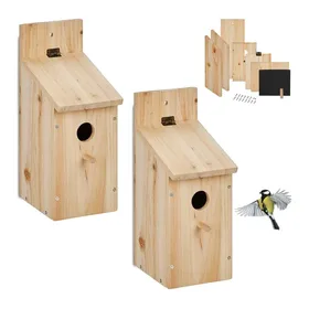 Comparer les prix de Relaxdays Nichoir dexerieur pour oiseaux lot de 2 diamètre du trou denvol : 32 mm HLP : 295x115x17 cm nature