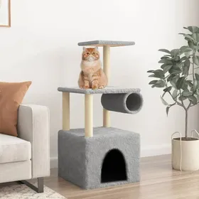 Comparer les prix de Arbre à chat - vidaXL - Gris clair - 1095 cm - Sisal naturel - Peluche douce