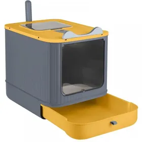 Comparer les prix de Bac à Litière pour Chat à Double Canal - LVHCMFOHM - Avec Tiroir Amovible et Pelle - Grande Taille - 345x445x365 cm - Jaune