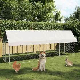 Comparer les prix de SALE 2026 Parc pour chien Argent - Chenil extérieur avec toit 400x100x150cm PRO468577054