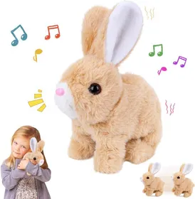 Meilleurs prix pour Jouet De Lapin Interactif Réaliste, Jouet Lapin De Pâques, Jouets De Lapin en Peluche Réaliste pour Animal De Compagnie avec Sons
