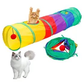 Comparer les prix de Tunnel pour chat - XVX - Grand tunnel intérieur - Trous dobservation - Jouet froissé - Arc-en-ciel