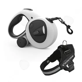 Comparer les prix de C Laisse chien 5m avec lumière rechargeable et porte-sac à déchets pratique avec sangle de poitrine pour chien de taille moyenne
