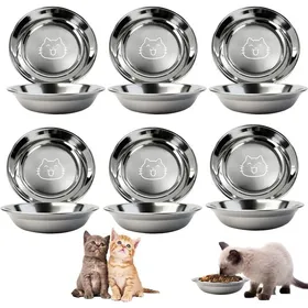 Comparer les prix de Lot De 6 Gamelle Chat INOX 304 Gamelle pour Chat Inoxydable Eau Bol Chats on pour Chats Chiots Hamsters Lapins Chien Petits Animaux