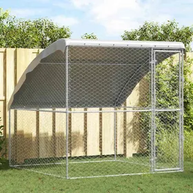 Meilleurs prix pour （ON SALE)Kennel pour Chiens - Niche pour chien Chalet avec stockage Argenté 2x2x2 m Acier @FR(748499)
