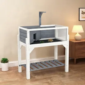 Comparer les prix de Terrarium pour tortues en bois de sapin gris avec toit ouvrant bac intégré et zone de bain de soleil 845 x 475 x 90 cm