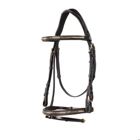 Meilleurs prix pour Bridons équitation anatomique pour cheval anglaise en cuir clincher Equestro - Marron - XFull