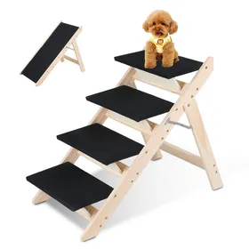Comparer les prix de Riossad Escalier pour chien Rampe pour chien 2 en 1 Pliable en bois Marchepied pour chien Antidérapant