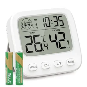 Meilleurs prix pour Thermomètre et Hygromètre Numérique, Compteur de Température et d'Humidité Intérieure avec Réveil, Indicateur de Confort, Max/Min