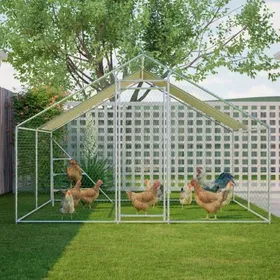 Meilleurs prix pour Grand Poulailler 3x4m - Volière dextérieur en métal avec toit étanche et porte verrouillable - Enclos sécurisé pour POULAILLER
