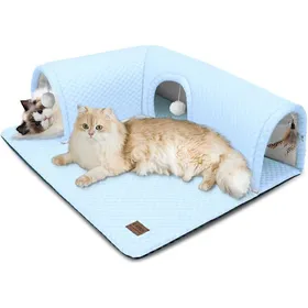 Comparer les prix de Tunnel pour Chats avec Tapis rafraîchissant Tunnel Chat 3 Voies Tube de Tunnels Lits pour Chats Interieur 80 * 70cm(Bleu)