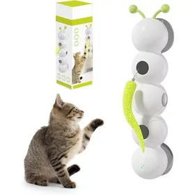 Comparer les prix de Jouet Interactif Automatique pour Chat en Forme de Chenille 2 Plumes - Capteur Intelligent - Ventouses Puissantes Rechargeable