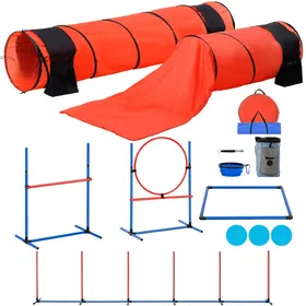 Meilleurs prix pour Équipement dentraînement dagilité pour Chien-Duoku-Ensemble de 7 Pièces Amélioré-Haies Hautes Réglables-6 Poteaux de Tissage