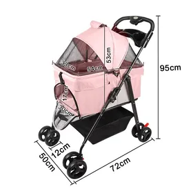 Comparer les prix de Poussette pour chien chat Pliable VIVOLILVPoussette Buggy Chien avec Rangement porte-gobeletsRoulettesImperméableRose