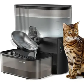 Comparer les prix de Fontaine chat sans fil 35 L batterie 2000 mAh cuvette inox eau fraîche séparée noir