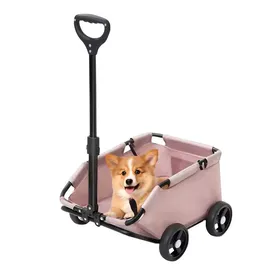 Meilleurs prix pour JEOBEST Poussette pour Chien Pliable Rose jusquà 15 kg 51 × 35 × 31 cm Poussette pour Petits Animaux en Métal+Tissu Oxford