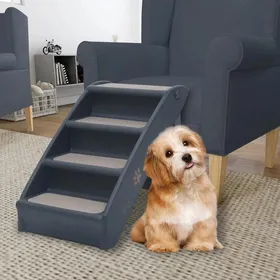 Meilleurs prix pour Escalier pliable 4 marches - vidaXL - Gris foncé - Sécurité - Antidérapant