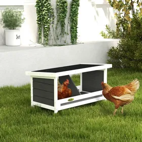 Comparer les prix de Pondoir nichoir pour poules 3 emplacements avec toit asphalte structure en bois 66 x 37 x 34 cm gris noir