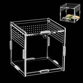 Comparer les prix de Boîte d alimentation pour reptiles (10 x 10 x 10 cm) en acrylique pour terrarium araignée escargots terrarium boîte