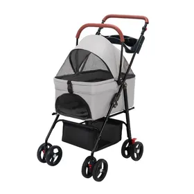 Meilleurs prix pour Poussette pliable pour Chien et Chat - 4 roues à 360°- Panier amovible