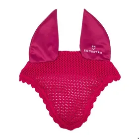 Meilleurs prix pour Bonnet anti-mouches pour cheval en coton avec oreilles élastiques Equestro - Rose - Poney