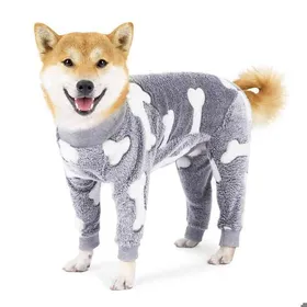Meilleurs prix pour Pyjama pour chien en flanelle combinaison chaude et douce avec pattes pour animal de compagnie chien et chat Label