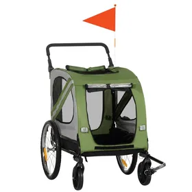 Meilleurs prix pour Remorque et Poussette pour Chien - Merax - 2-en-1 - Vert - Jusquà 20 kg