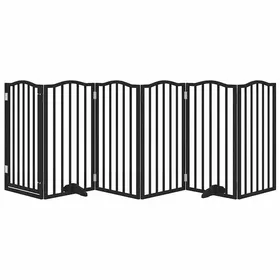 Comparer les prix de Barrière pour chiens et porte 6 panneaux noir bois de peuplier-W6396-MOTHINESSTO