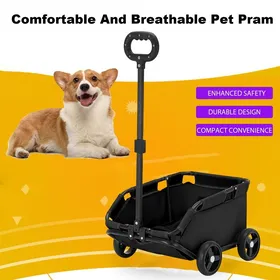 Comparer les prix de Poussette pour Animaux de Compagnie 4 Roues, Poussette Pliable pour Chiens et Chats, Chariot de Voyage pour Animaux -NOIR