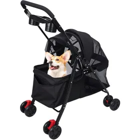 Meilleurs prix pour Poussette chien de taille moyenne poussette pliante à 4 roues pour animaux de compagnie avec porte-gobelet