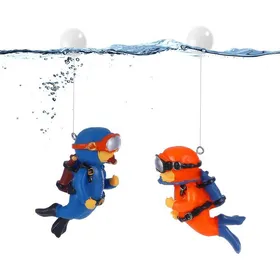 Comparer les prix de Décoration daquarium - Décoration flottante pour aquarium - 2 articles - Statue de plongeur avec ballons deau