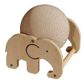 Comparer les prix de Jouet pour chat 17x17.5x15.5cm bois brut jute griffoir roulettes chat balle sisal résistant et anti-griffures forme déléphant