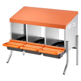 Comparer les prix de Pondoir à Poules-Duoku-3 Compartiments-Acier Galvanisé et Plastique-avec Pieds de Support-795x525x675 cm