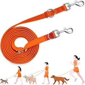 Meilleurs prix pour Laisse Éducative Multifonctionnelle 3 m Réglable 3 Positions - Pour Un/Deux Chiens Longe Double Ajustable Nylon Solide Chiot Chat