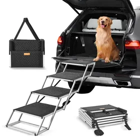 Meilleurs prix pour Rampe pour Animaux de Compagnie pour Véhicules-VEVOR-Escalier Large Pliable à 4 Marches pour Chiens