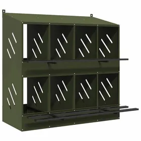 Comparer les prix de Meilleures Poulailler-Abris-Nichoir à poules - avec 8 compartiments vert olive métal SSD4302179