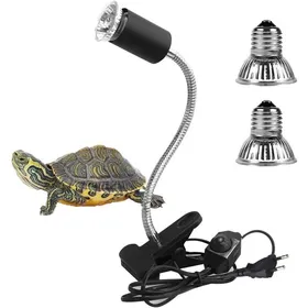 Meilleurs prix pour 2 Ampoules UVA UVB 25W et 50W Lampe Reptiles Lampe Tortue Terrestre Chauffante avec Base Longue Rotation 360° pour Reptiles et