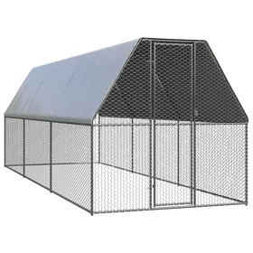 Comparer les prix de Poulailler dextérieur 2 x 6 x 2 m acier galvanisé toit résistant à leau 02_0001690
