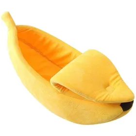 Comparer les prix de Grotte créative en forme de banane pour chien, lit chaud pour chat et chien, nid pour intérieur et extérieur, jaune