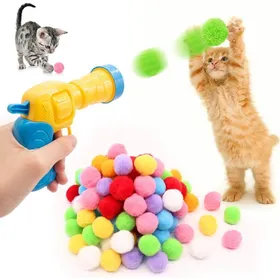 Meilleurs prix pour Lot de 100 Balle Pompons pour Chat avec Lanceur de BallesBalles Jouet pour Chat InteractifJouet Chats Interactif Interieur