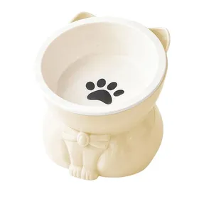 Meilleurs prix pour Gamelle pour Chats 12x105cm 400 ml Grand Capacité Base Antidérapante Stable Séparable Facile à Nettoyer matériau céramique Blanc