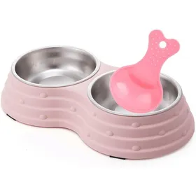 Comparer les prix de Gamelle double chien eau nourriture acier inoxydable amovible petit chien chat rose