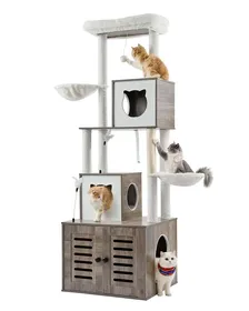 Comparer les prix de Arbre à Chat-VEVOR-185 cm-2 en 1 avec Meuble à Bac à Litière Condo à Plusieurs Niveaux avec Perchoir