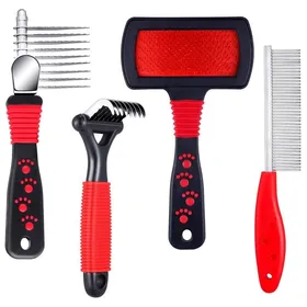Comparer les prix de Ensemble de peignes de toilettage - Phoesky - 4 pièces - Acier - Pour chiens et chats - Brosse à caniche