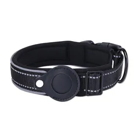 Comparer les prix de Collier pour chien avec étui Airtag - Phoesky - Nylon anti-perte - Noir - M: 38-46 cm - Rembourrage néoprène