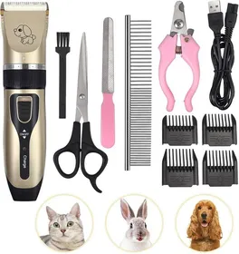 Meilleurs prix pour Tondeuse professionnelle pour chien et chat à poils longs et épais, électrique silencieuse, sans fil, Rechargeable, avec ciseaux et