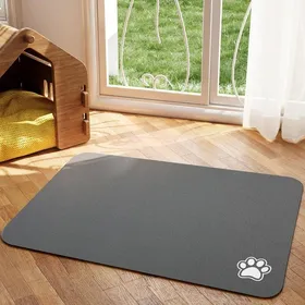 Meilleurs prix pour Tapis dalimentation pour animaux - Gris foncé 50x80cm  Tapis absorbant  tapis anti-taches pour gamelle de chat
