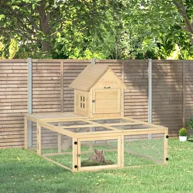 Comparer les prix de Clapier cage à lapin villa pour lapin en bois 2 niveaux avec aire de course rampe et portes verouillables 1515 x 106 x 97 cm