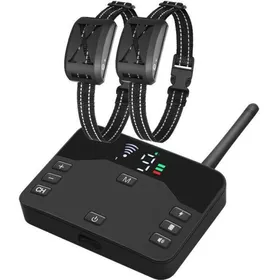 Comparer les prix de Clôture électrique sans fil rechargeable 2 en 1 système confinement animaux domestiques collier dressage ajustable chien